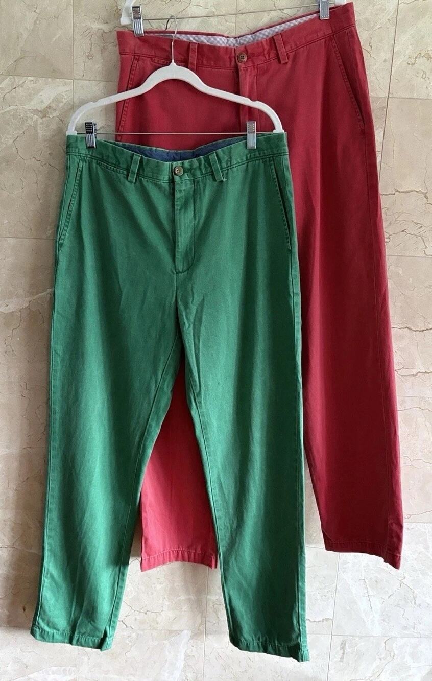 Johnston & Murphy Red & Green Chino Pants Bundle— 34W X 32L Casual Golf Preppy